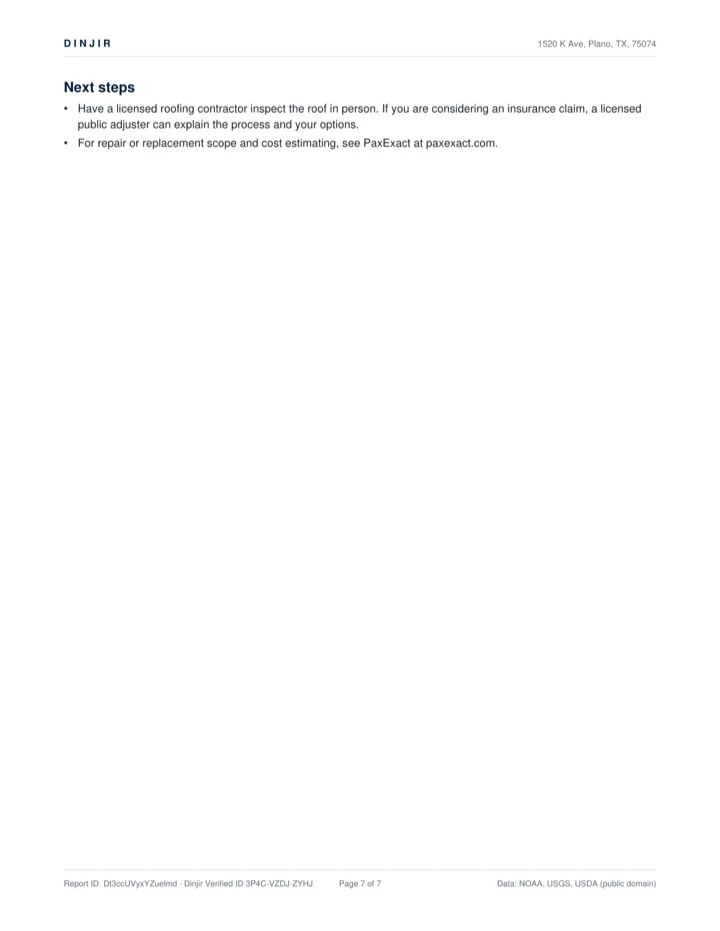 Sample report page 7: next steps